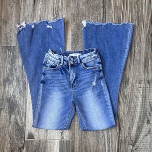 Bridge by Gly Jeans Women 25 Flare wide leg Blue Distressed Denim hippie western